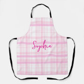 Personalized Pink Plaid Apron with Name Schürze (Vorderseite)