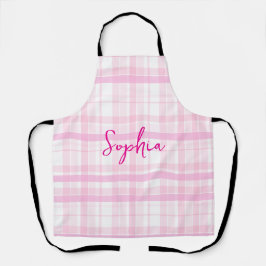Personalized Pink Plaid Apron   with Name  Schürze