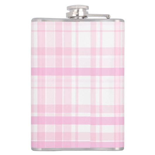 Personalized Pink Plaid Flask with Name Flachmann (Rückseite)