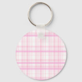 Personalized Pink Plaid keychain with Name Schlüsselanhänger (Rückseite)
