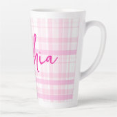 Personalized Pink Plaid Latte Mug with Name  Milchtasse (Rechts)
