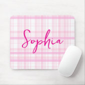 Personalized Pink Plaid Mouse Pad with Name  Mousepad (Mit Mouse)