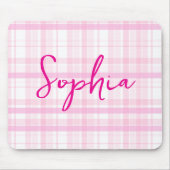Personalized Pink Plaid Mouse Pad with Name  Mousepad (Vorne)