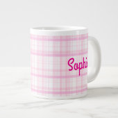 Personalized Pink Plaid Name Mug Jumbo-Tasse (Vorderseite Rechts)