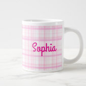 Personalized Pink Plaid Name Mug Jumbo-Tasse (Rechts)
