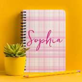 Personalized Pink Plaid Planner with Name Planer