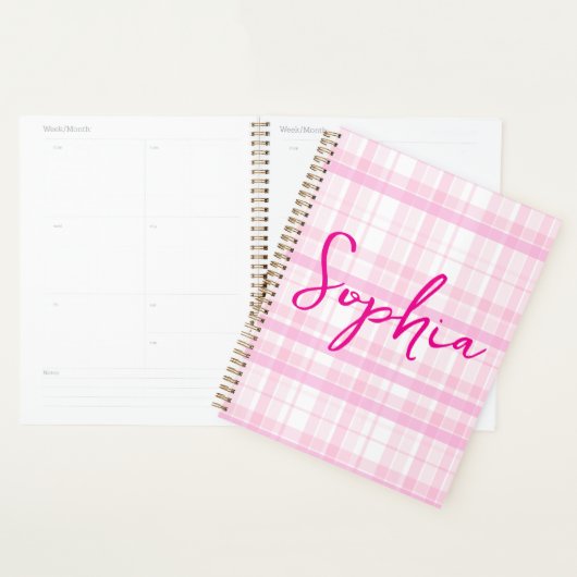 Personalized Pink Plaid Planner with Name  Planer (Anzeige)