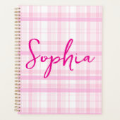 Personalized Pink Plaid Planner with Name  Planer (Vorderseite)