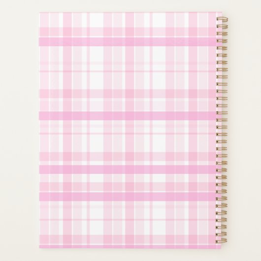 Personalized Pink Plaid Planner with Name Planer (Rückseite)