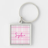 Personalized Pink Plaid Schlüsselanhänger (Vorne)