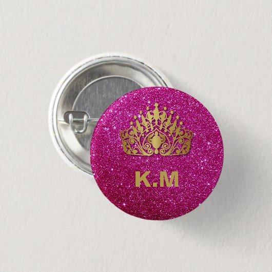 Personalized Pink Princess Nail Manicure Button (Vorne & Hinten)