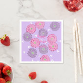 Personalized Pink Purple Floral Birthday Napkins Serviette (Beispiel)