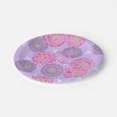 Personalized Pink Purple Flowers Birthday Plates Pappteller (Schrägansicht)