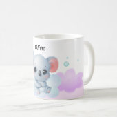 Personalized Pink & Purple Koala Mug – Custom Name Kaffeetasse (VorderseiteRechts)