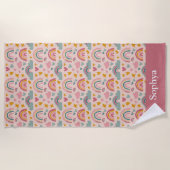 Personalized Pink Rainbow Kids Strandtuch (Vorderseite)