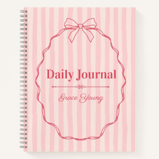 Personalized Pink Ribbon Name Custom Elegant Notizblock