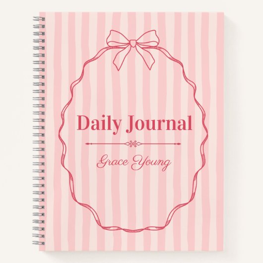 Personalized Pink Ribbon Name Custom Elegant Notizblock (Vorderseite)