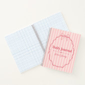 Personalized Pink Ribbon Name Custom Elegant Notizblock (Innenseite)