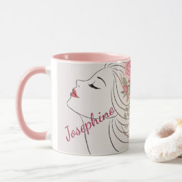 Personalized Pink Rose Floral Hair Woman Elegant  Tasse