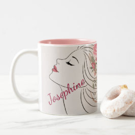 Personalized Pink Rose Floral Hair Woman Elegant  Zweifarbige Tasse