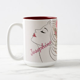 Personalized Pink Rose Floral Hair Woman Elegant  Zweifarbige Tasse