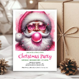 Personalized Pink Santa Bubble Gum Funny Christmas Einladung
