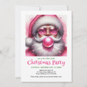 Personalized Pink Santa Bubble Gum Funny Christmas Einladung (Vorderseite)