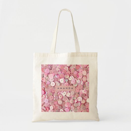 Personalized Pink Sequin Shimmer Tragetasche (Vorne)