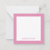 Personalized Pink Stripe Enclosure Mitteilungskarte (Vorderseite)