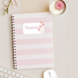 Personalized Pink Stripe Floral Spiral Notebook Notizblock