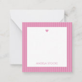 Personalized Pink Stripe Mitteilungskarte (Vorderseite)