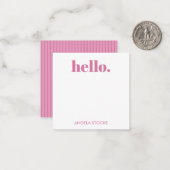 Personalized Pink Stripe Mitteilungskarte (Vorderseite/Rückseite Beispiel)