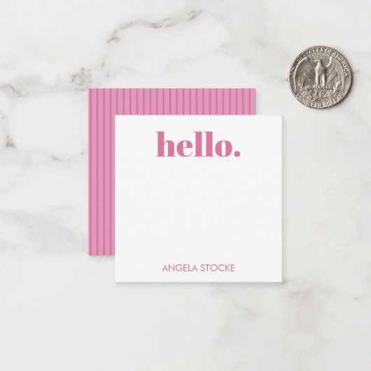 Personalized Pink Stripe Mitteilungskarte (Vorderseite/Rückseite Beispiel)