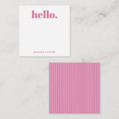 Personalized Pink Stripe Mitteilungskarte (Vorne/Hinten)