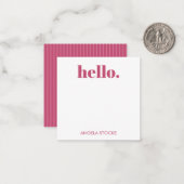 Personalized Pink Stripe Mitteilungskarte (Vorderseite/Rückseite Beispiel)