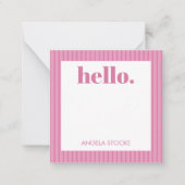 Personalized Pink Stripe Mitteilungskarte (Vorderseite)