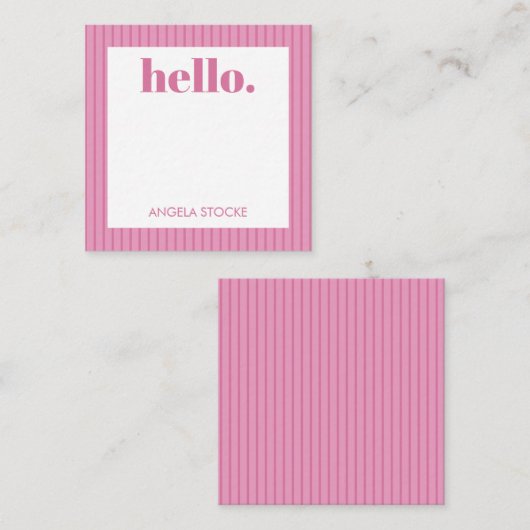 Personalized Pink Stripe Mitteilungskarte (Vorne/Hinten)