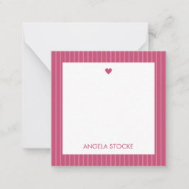Personalized Pink Stripe Mitteilungskarte