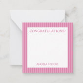 Personalized Pink Stripe Mitteilungskarte (Vorderseite)