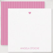 Personalized Pink Stripe Mitteilungskarte