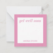 Personalized Pink Stripe Mitteilungskarte (Vorderseite)