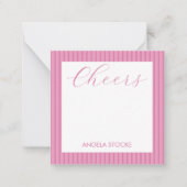Personalized Pink Stripe Mitteilungskarte (Vorderseite)