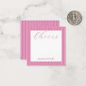 Personalized Pink Stripe Mitteilungskarte (Vorderseite/Rückseite Beispiel)