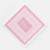 Personalized Pink Table Napkins Modern Tartan Look Serviette (Ecke)