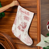 Personalized Pink Toile Christmas Stocking Großer Weihnachtsstrumpf