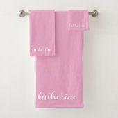 Personalized Pink Towels Set with Name (Insitu)