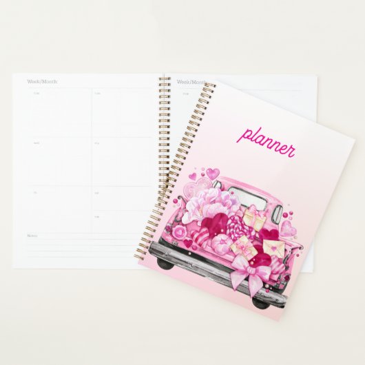 Personalized Pink Valentine Truck Planner Cover Planer (Anzeige)