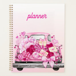 Personalized Pink Valentine Truck Planner Cover Planer