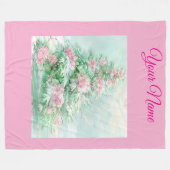Personalized Pink Vintage Christmas Poinsettia Fle Fleecedecke (Vorderseite (Horizontal))