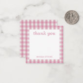 Personalized Pink White Gingham Mitteilungskarte (Vorderseite/Rückseite Beispiel)